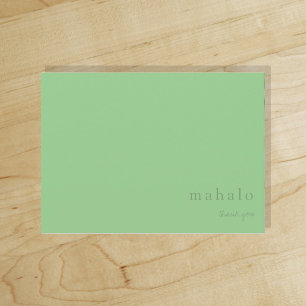 mahalo   minimal tropical light green thank you  card