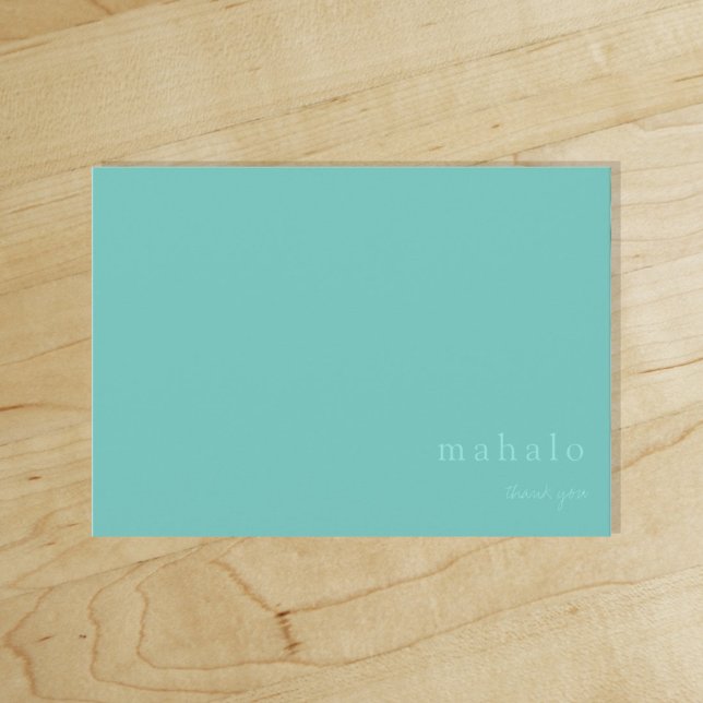 mahalo | minimal tropical teal thank you  card (Creator Uploaded)