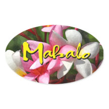 Mahalo plumeria oval sticker