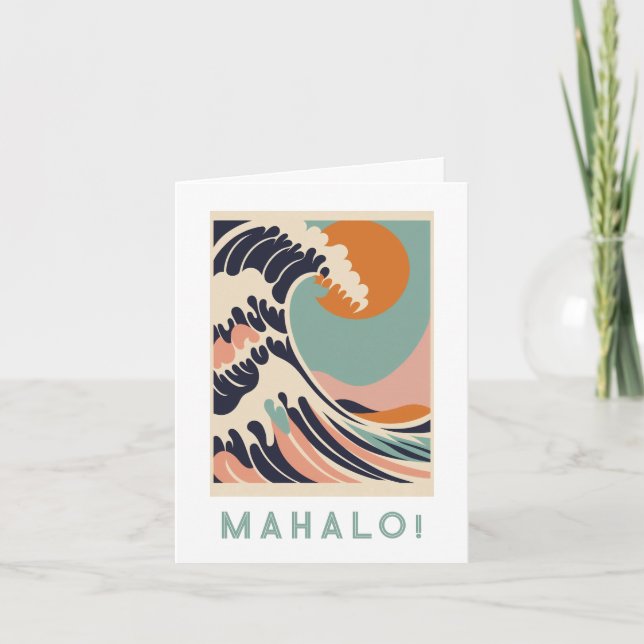Mahalo thank you card, Great Wave design (Front)