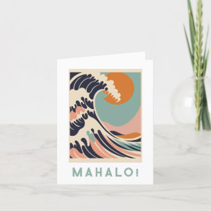 Mahalo thank you card, Great Wave design Card