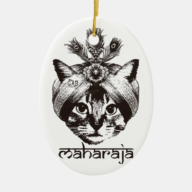 Maharaja Cat Ceramic Ornament (Front)