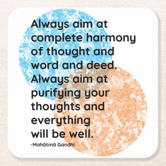 Mahatma Gandhi Always Quotes Square Paper Coaster (Front)