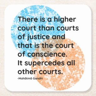 Mahatma Gandhi Conscience Quotes  Square Paper Coaster
