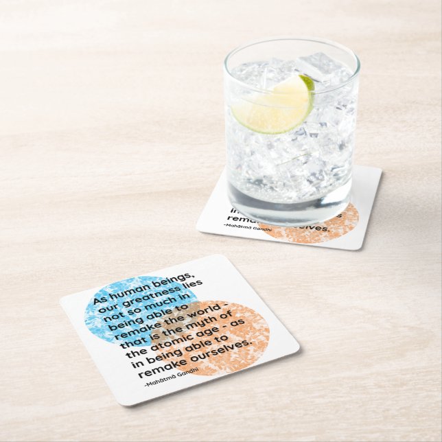 Mahatma Gandhi Greatness Quotes Square Paper Coaster (Insitu)