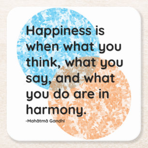 Mahatma Gandhi Happiness Quotes Square Paper Coaster
