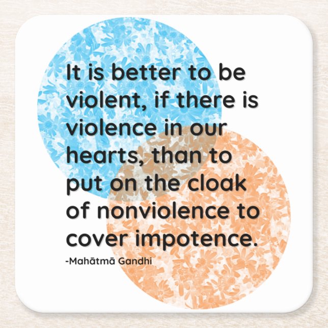 Mahatma Gandhi Heart Quotes Square Paper Coaster (Front)