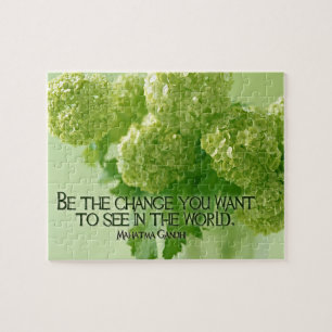 Mahatma Gandhi Inspirational Quote "Be the change" Jigsaw Puzzle