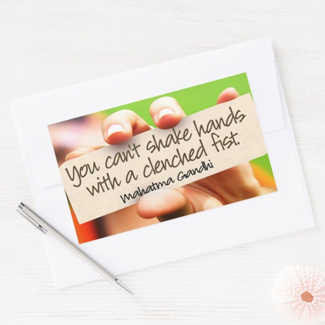 Mahatma Gandhi Inspirational Quote "Shake hands" Rectangular Sticker (Envelope)