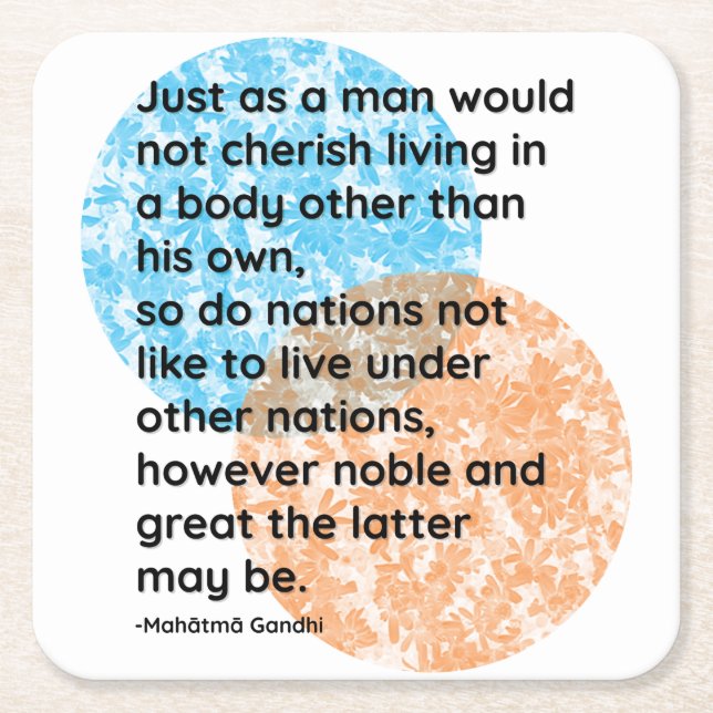 Mahatma Gandhi Nation Quotes Square Paper Coaster (Front)