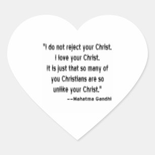 Mahatma Gandhi on Christians Heart Sticker