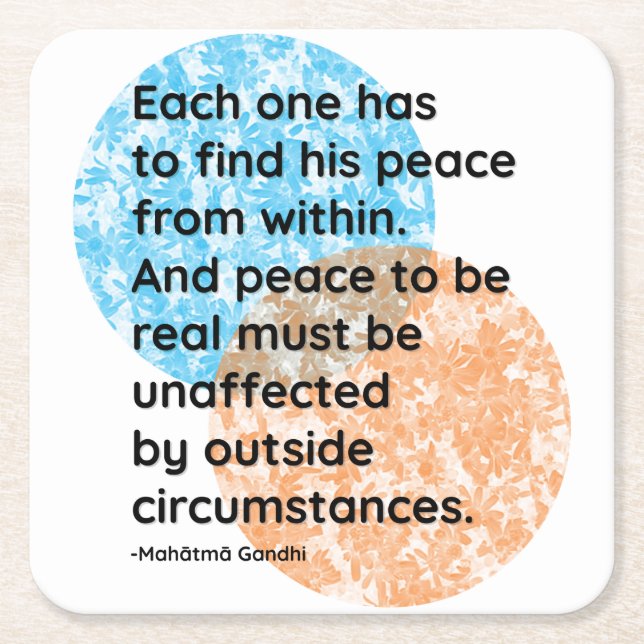 Mahatma Gandhi Peace Quotes Square Paper Coaster (Front)