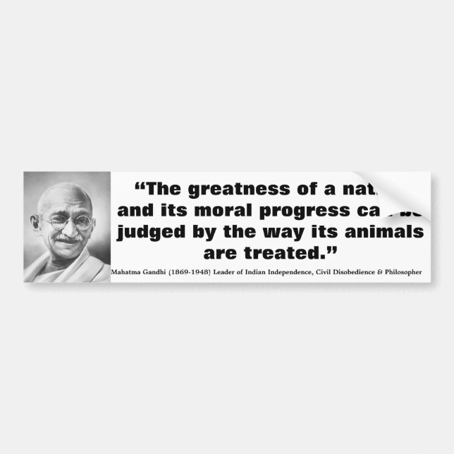 MAHATMA GANDHI The Greatness of a Nation Judged Bumper Sticker (Front)