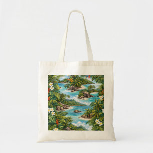 Mahé Seychelles Tropical Beach Turtle Island Tote Bag