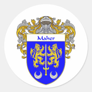 Maher Coat of Arms (Mantled) Classic Round Sticker