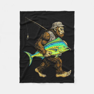 Mahi-Mahi Bigfoot Fisherman r Fishing Sasquatch Fleece Blanket