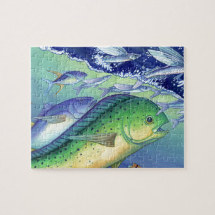 Mahi Mahi (Dolphin Fish) chasing Flying Fish Jigsaw Puzzle