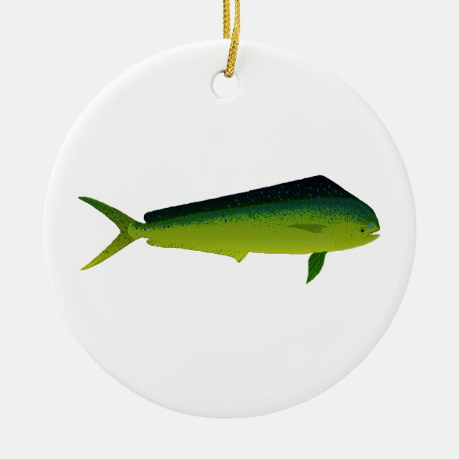Mahi Mahi Fish - Dolphin - Dorado Ceramic Tree Decoration (Front)
