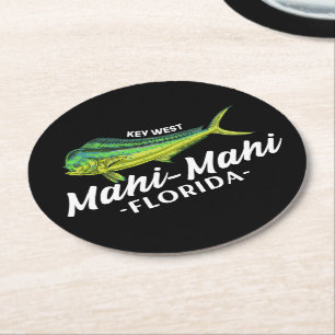 Mahi Mahi Key West Florida Fishing Coryphaena Gift Round Paper Coaster