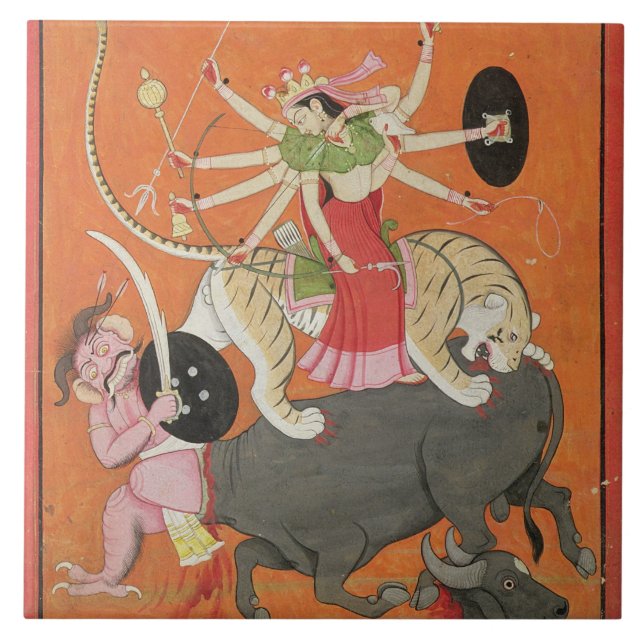 'Mahishasuramardini', from the 'Devimahatmya of Ma Ceramic Tile (Front)