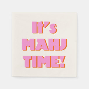 Mahj Mahjong Mah Jongg Pink Quote Cute Fun Napkin