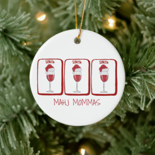 Mahj Mommas Personalised Wine Mahjong South Tiles Ceramic Ornament
