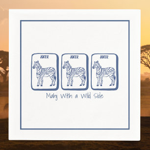 Mahj With a Wild Side Navy Zebra Mahjong Party Napkin