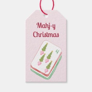 Mahj-y Christmas Topiary Mahjong  Gift Tags