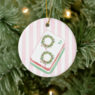 Mahj-y Christmas Wreath Mahjong Ceramic Ornament