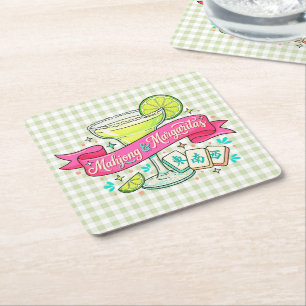 Mahjong and Margaritas Game Night Cocktail Square Paper Coaster