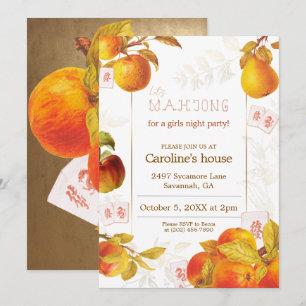 Mahjong Autumn Apple Party Invitation