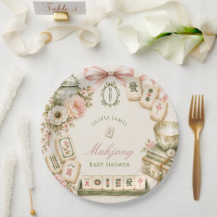 Mahjong baby shower paper plate