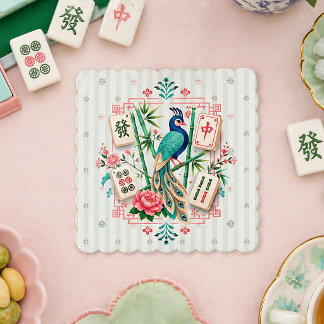 Mahjong Bird Floral Coaster Elegant