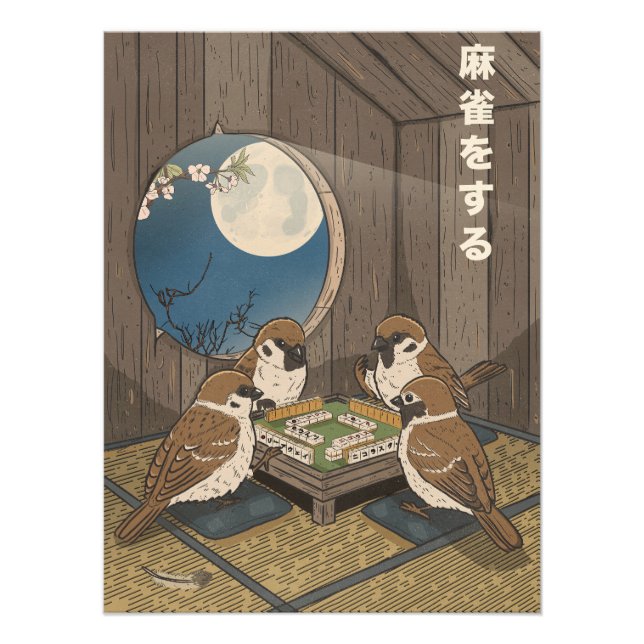 Mahjong birds playing Game  Photo Print (Front)