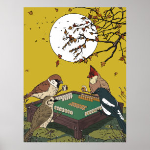Mahjong birds playing Game  Poster