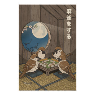 Mahjong birds playing Game  Poster