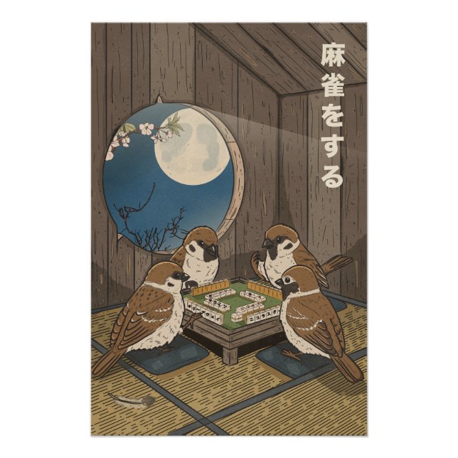 Mahjong birds playing Game  Poster (Front)