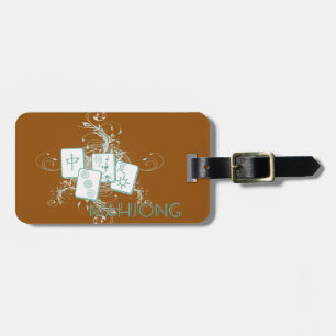 mahjong blue luggage tag