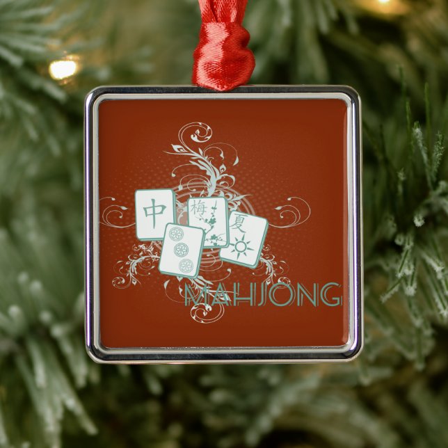 mahjong blue metal ornament (Tree)