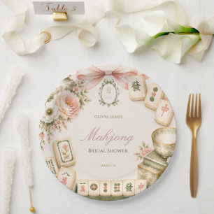 Mahjong bridal shower paper plate