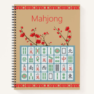 Mahjong Cherry Blossom Spiral Notebook