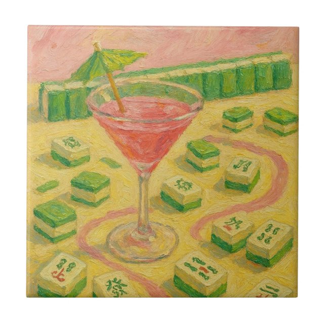 Mahjong Chic Painting Cocktail  Ceramic Tile (Front)