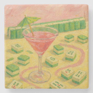 Mahjong Chic Painting Cocktail Stone Coaster