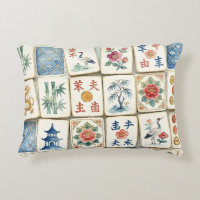 Mahjong Chinoiserie Tiles Watercolor Flowers Birds
