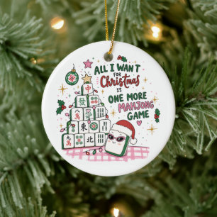 Mahjong Christmas Ornament One More Game Funny