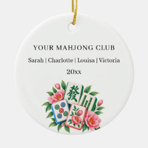 Mahjong club members names ceramic ornament