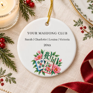 Mahjong club members names ceramic ornament