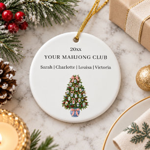Mahjong club members names Christmas Ceramic Ornament