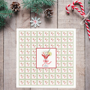 Mahjong Cocktails Christmas Grandmillennial Green Napkin