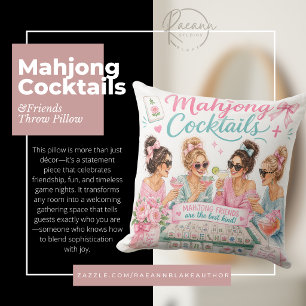 Mahjong Cocktails & Friends Square Throw Pillow